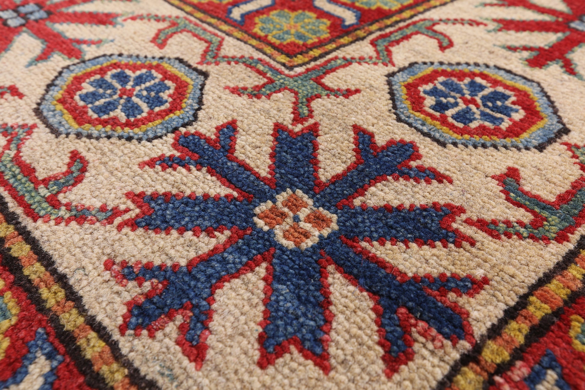 Blue Super Kazak Hand Knotted Wool Rug - 5' 9" X 8' 3" - Golden Nile