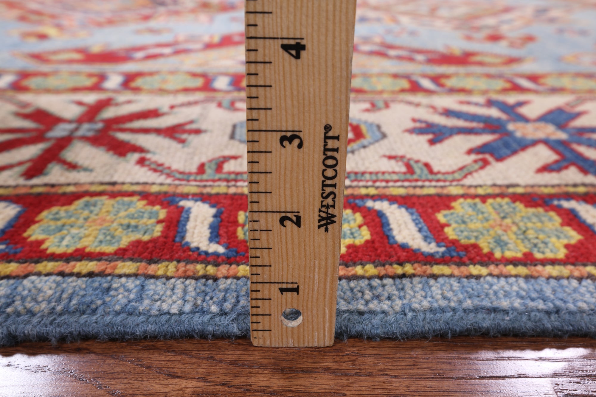 Blue Super Kazak Hand Knotted Wool Rug - 5' 9" X 8' 3" - Golden Nile