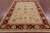 Ivory Chobi Peshawar Handmade Wool Rug - 6' 3" X 8' 10" - Golden Nile