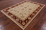 Ivory Chobi Peshawar Handmade Wool Rug - 6' 3" X 8' 10" - Golden Nile