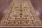 Ivory Chobi Peshawar Handmade Wool Area Rug - 6' 5" X 9' 8" - Golden Nile