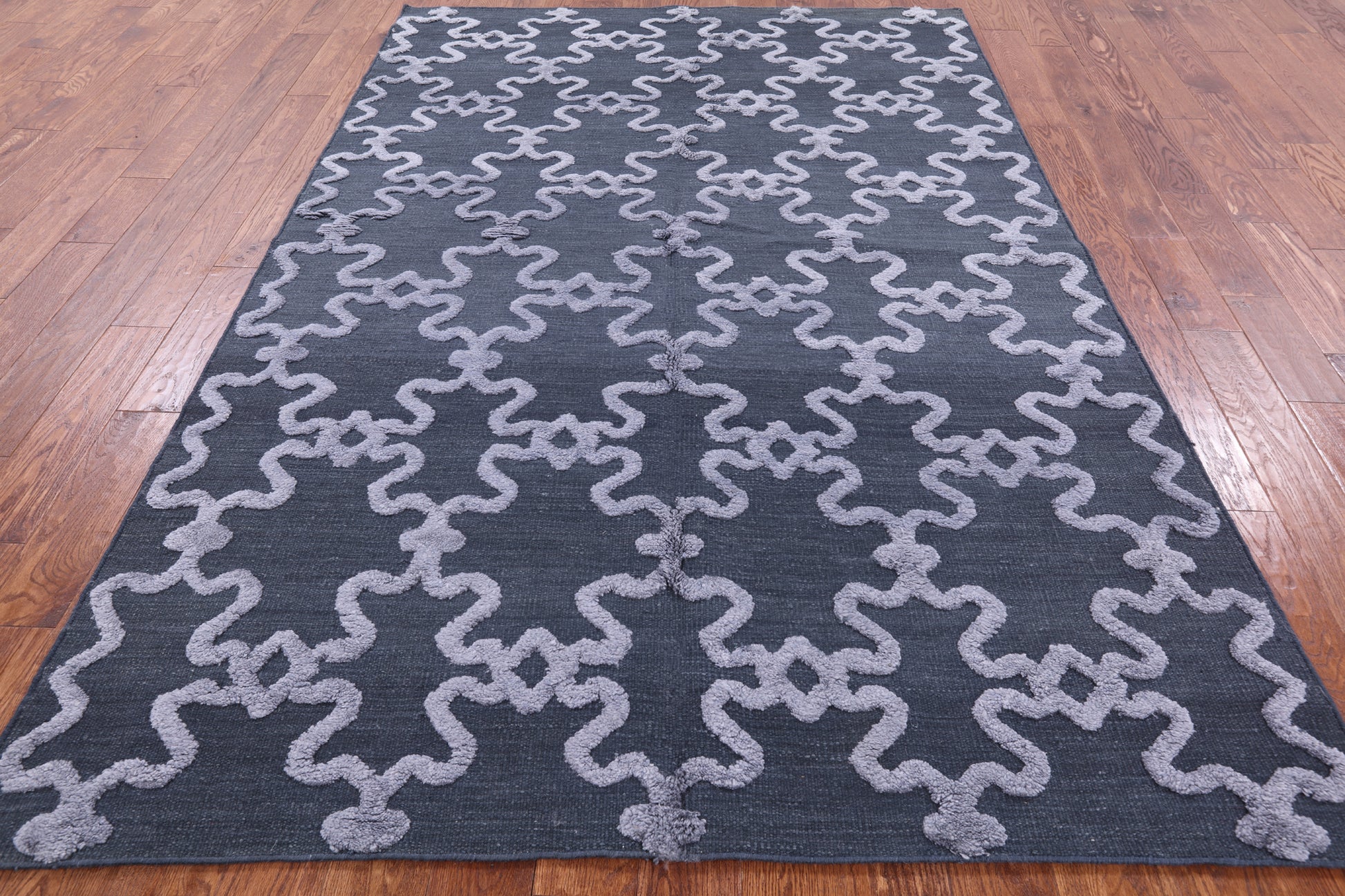 Moroccan Flat Weave Wool & Silk Rug - 6' 1" X 9' 1" - Golden Nile