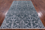 Modern Blue Wool & Silk Oriental Rug 6 X 9 - Golden Nile