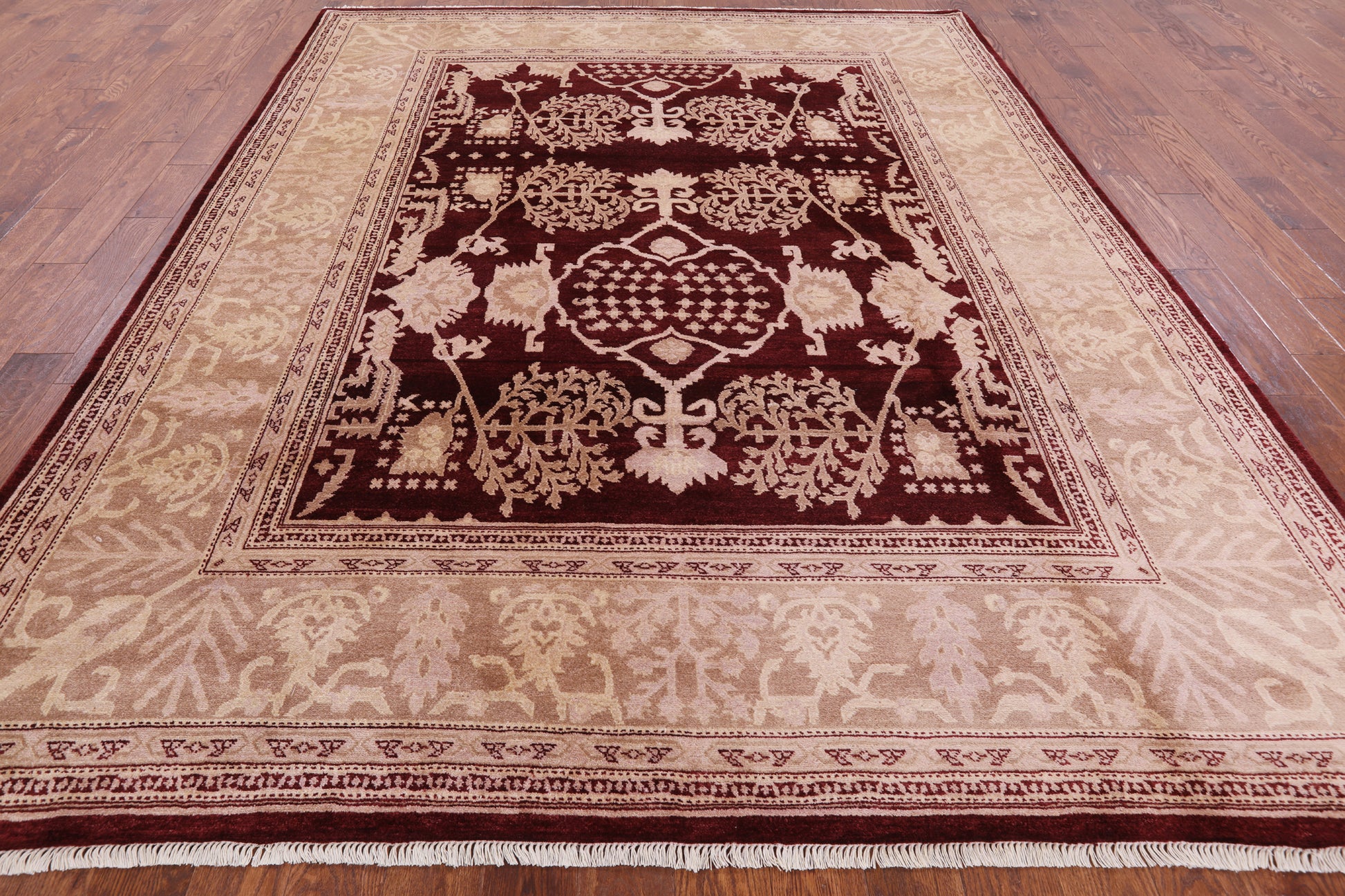 Red Peshawar Handmade Wool Rug - 8' 4" X 10' 5" - Golden Nile