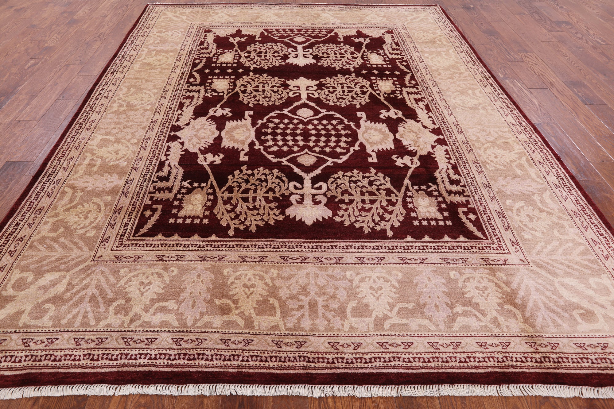 Red Peshawar Handmade Wool Rug - 8' 4" X 10' 5" - Golden Nile