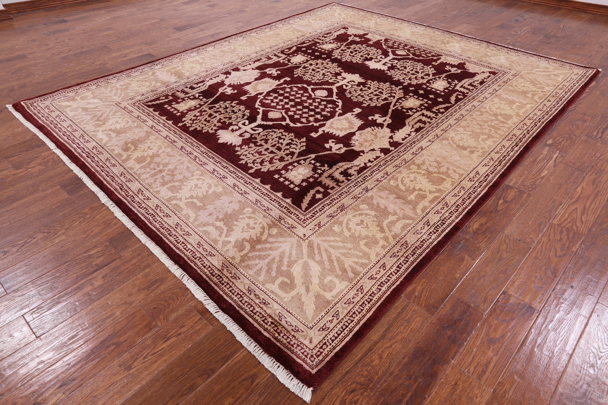 Red Peshawar Handmade Wool Rug - 8' 4" X 10' 5" - Golden Nile