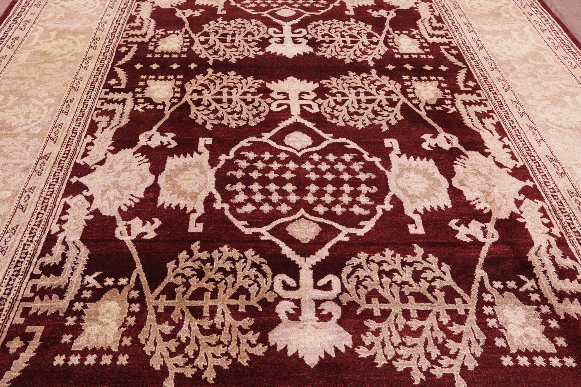 Red Peshawar Handmade Wool Rug - 8' 4" X 10' 5" - Golden Nile