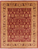 Red Persian Ziegler Handmade Wool Rug - 8' 0" X 9' 10" - Golden Nile