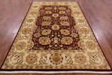 Red Peshawar Hand Knotted Area Rug - 6' 2" X 9' 3" - Golden Nile