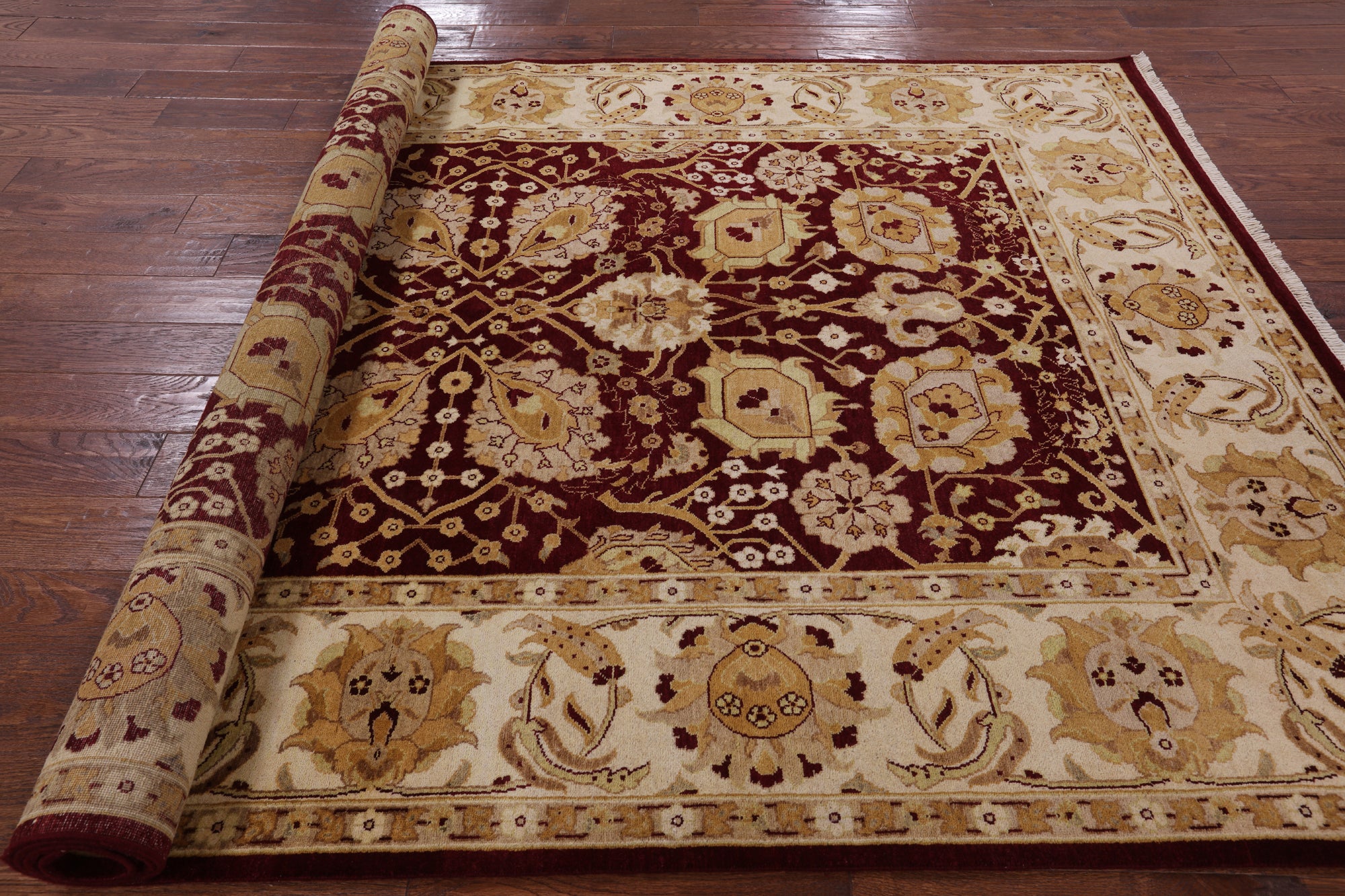 Red Peshawar Hand Knotted Area Rug - 6' 2" X 9' 3" - Golden Nile