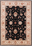 Black Chobi Peshawar Handmade Area Rug - 5' 8" X 7' 10" - Golden Nile