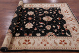 Black Chobi Peshawar Handmade Area Rug - 5' 8" X 7' 10" - Golden Nile