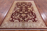 Red Peshawar Handmade Wool Rug - 6' 0" X 8' 10" - Golden Nile