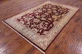 Red Peshawar Handmade Wool Rug - 6' 0" X 8' 10" - Golden Nile