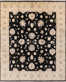 Black Peshawar Handmade Area Rug - 8' 3" X 9' 10" - Golden Nile