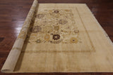 Ivory Peshawar Hand Knotted Rug - 8' 10" X 11' 10" - Golden Nile