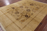 Ivory Peshawar Hand Knotted Rug - 8' 10" X 11' 10" - Golden Nile