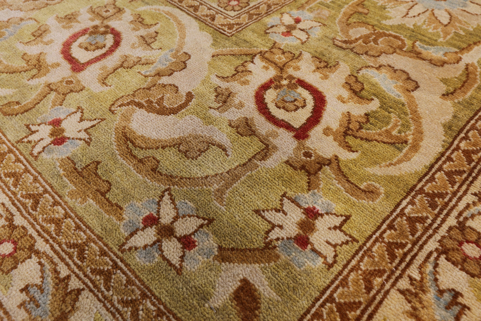 Ivory Peshawar Handmade Wool Rug - 9' 3" X 12' 0" - Golden Nile