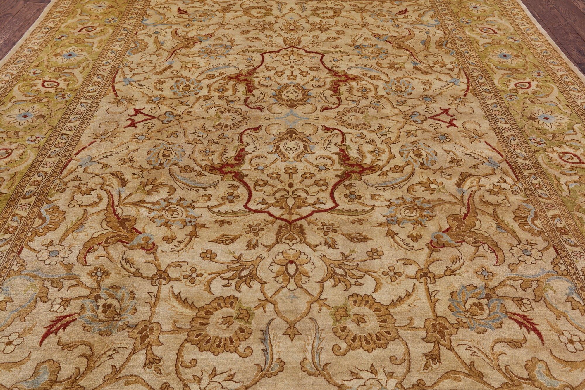 Ivory Peshawar Handmade Wool Rug - 9' 3" X 12' 0" - Golden Nile
