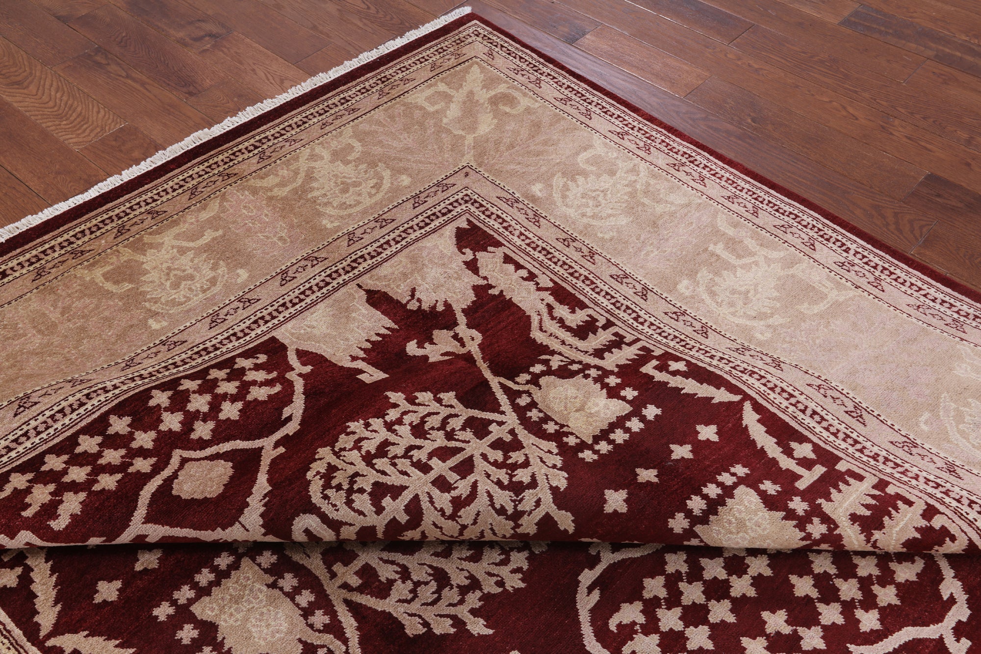 Red Peshawar Hand Knotted Wool Rug - 8' 5" X 10' 3" - Golden Nile