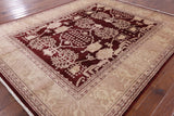 Red Peshawar Hand Knotted Wool Rug - 8' 5" X 10' 3" - Golden Nile