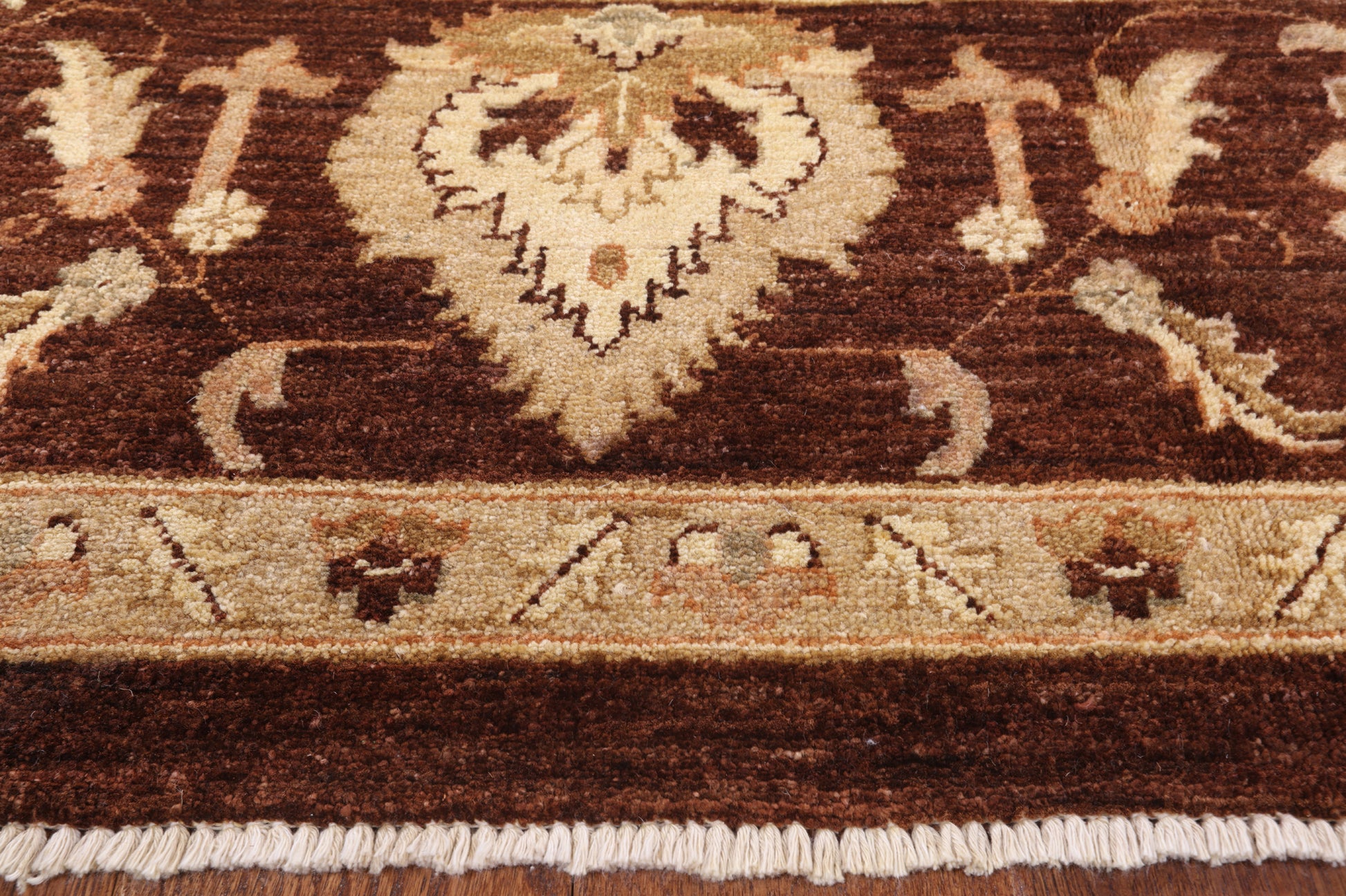 Brown Peshawar Hand Knotted Wool Rug - 8' 9" X 11' 10" - Golden Nile