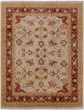 Ivory Chobi Peshawar Handmade Wool Area Rug - 8' 1" X 10' 4" - Golden Nile