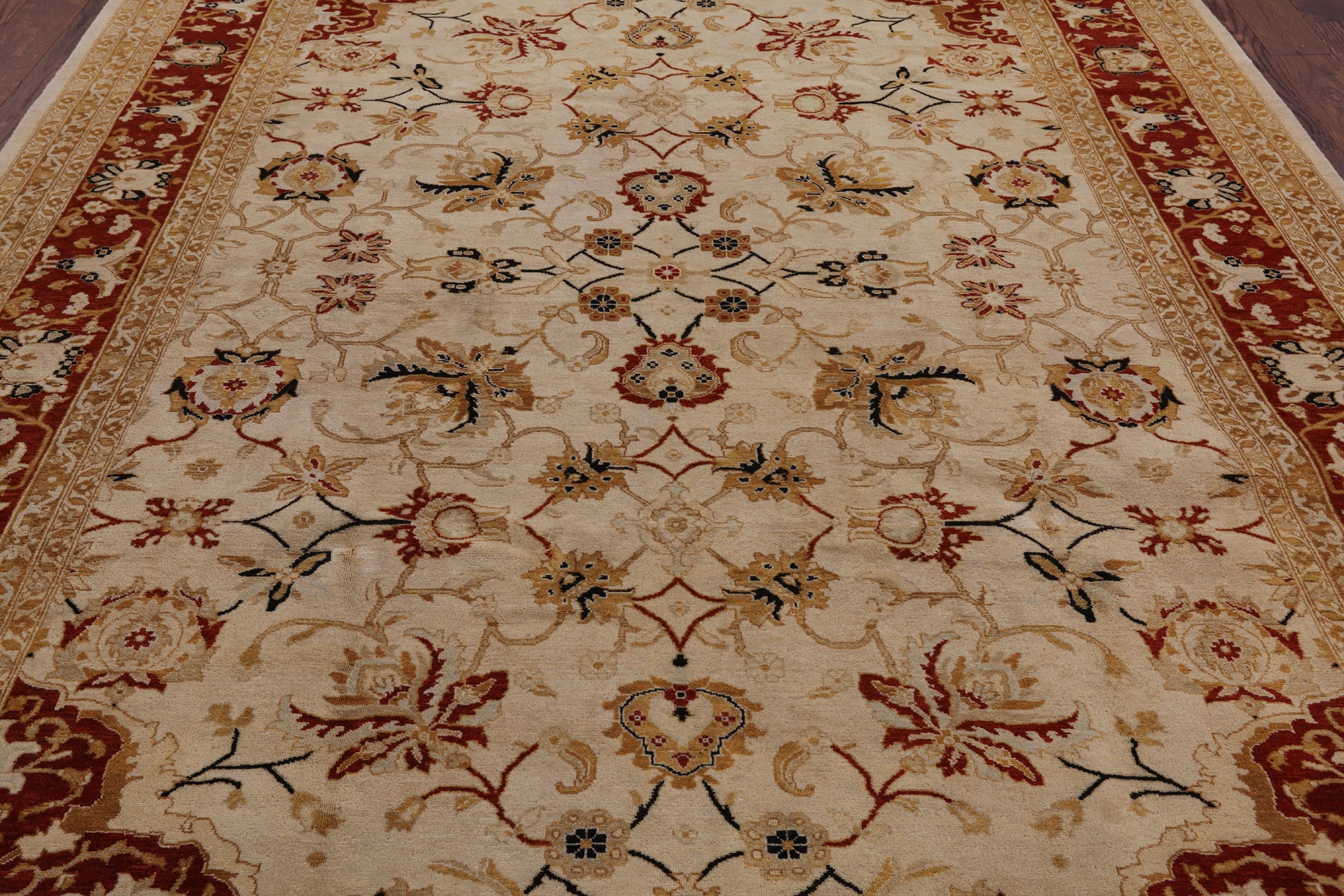 Ivory Chobi Peshawar Handmade Wool Area Rug - 8' 1" X 10' 4" - Golden Nile