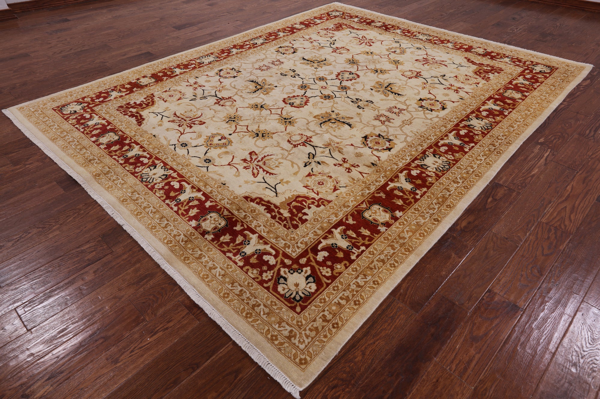 Ivory Chobi Peshawar Handmade Wool Area Rug - 8' 1" X 10' 4" - Golden Nile