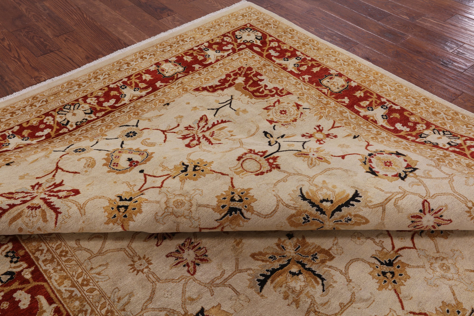 Ivory Chobi Peshawar Handmade Wool Area Rug - 8' 1" X 10' 4" - Golden Nile