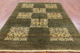 Green Chobi Peshawar Handmade Area Rug - 6' 4" X 7' 8" - Golden Nile