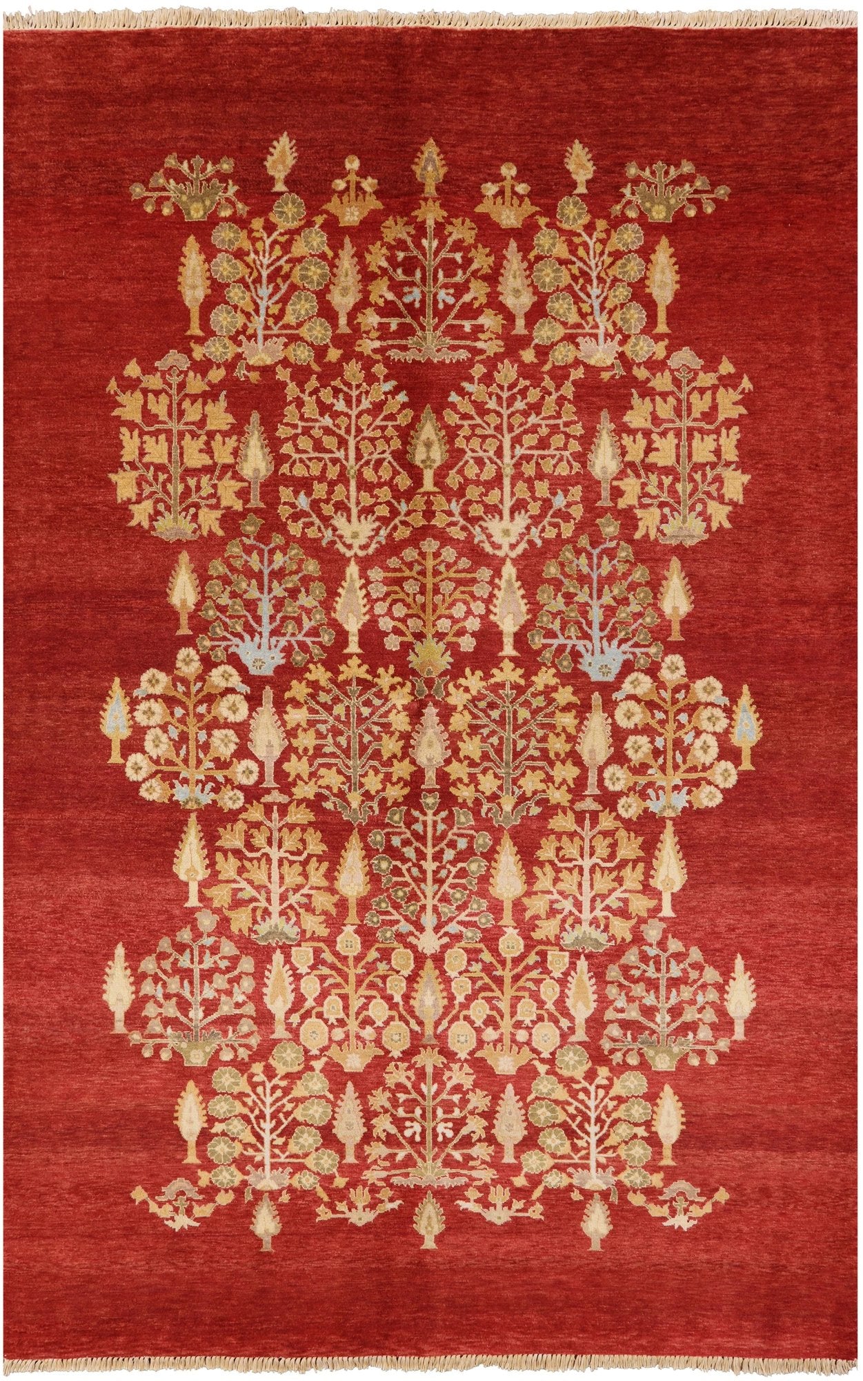 Red Ziegler Hand Knotted Wool Area Rug - 5' 10" X 9' 1" - Golden Nile