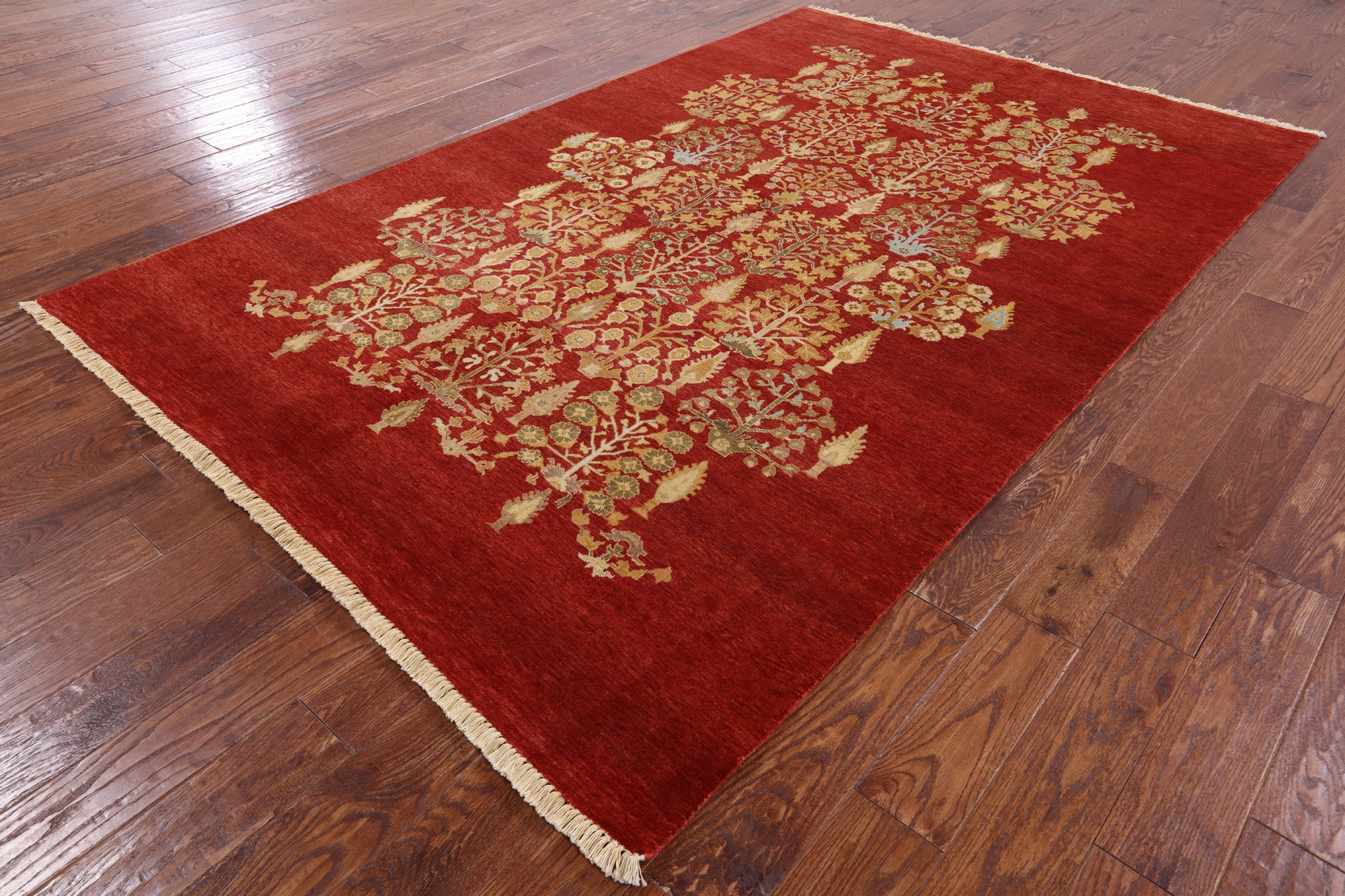 Red Ziegler Hand Knotted Wool Area Rug - 5' 10" X 9' 1" - Golden Nile