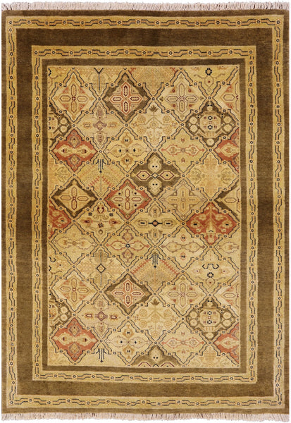 Chobi Peshawar Handmade Rug - 4' 7" X 6' 3" - Golden Nile