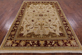 Ivory Peshawar Hand Knotted Wool Rug - 6' 3" X 9' 1" - Golden Nile