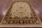 Ivory Peshawar Hand Knotted Wool Rug - 6' 3" X 9' 1" - Golden Nile