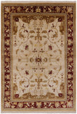 Ivory Peshawar Hand Knotted Wool Rug - 6' 3" X 9' 1" - Golden Nile