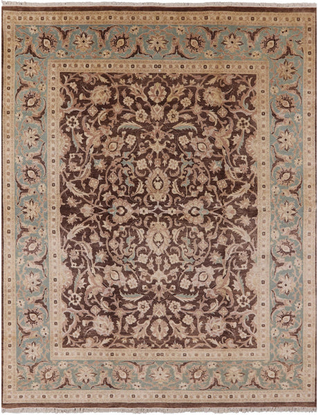 Brown Peshawar Handmade Area Rug - 8' 1" X 10' 4" - Golden Nile