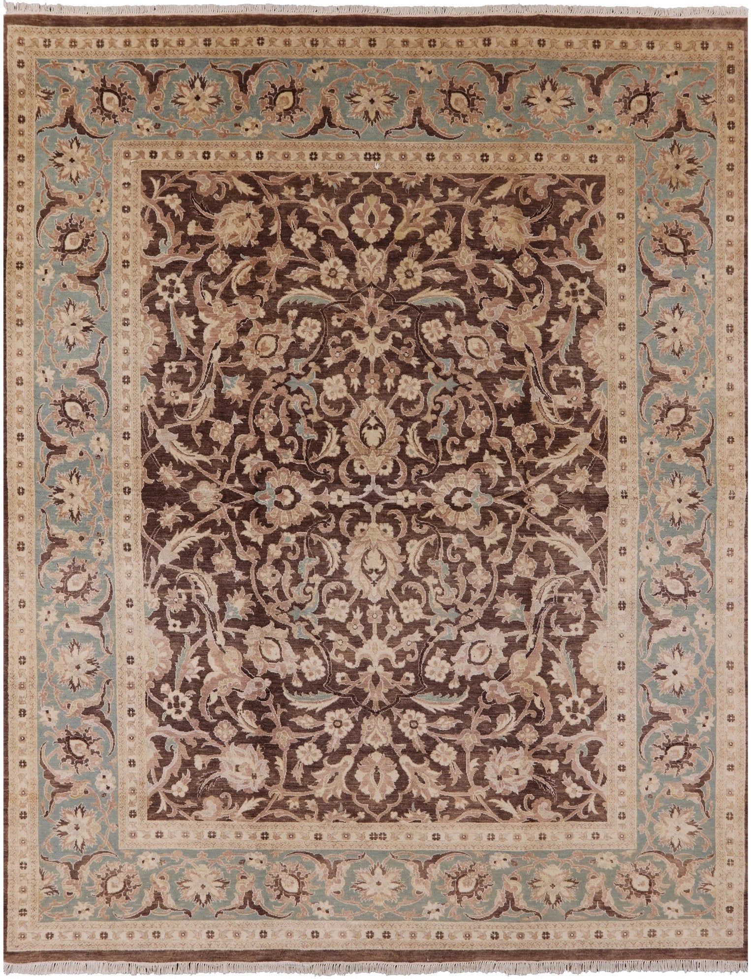 Brown Peshawar Handmade Area Rug - 8' 1" X 10' 4" - Golden Nile