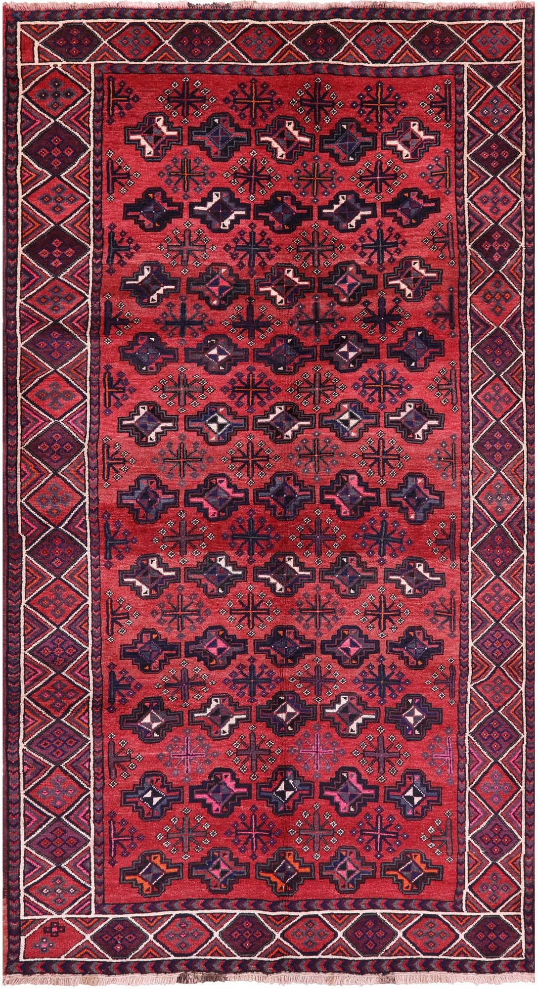 Red Persian Hand Knotted Wool On Wool Rug - 5' 7" X 10' 6" - Golden Nile