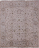 Ivory Peshawar Hand Knotted Wool Rug - 8' 1" X 9' 7" - Golden Nile