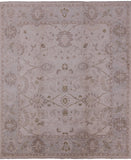 Ivory Peshawar Hand Knotted Wool Rug - 8' 1" X 9' 7" - Golden Nile