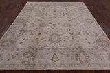 Ivory Peshawar Hand Knotted Wool Rug - 8' 1" X 9' 7" - Golden Nile