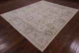 Ivory Peshawar Hand Knotted Wool Rug - 8' 1" X 9' 7" - Golden Nile