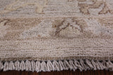 Ivory Peshawar Hand Knotted Wool Rug - 8' 1" X 9' 7" - Golden Nile