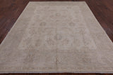 Ivory Antiqued Peshawar Hand Knotted Wool Rug - 8' 2" X 9' 7" - Golden Nile