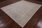 Ivory Antiqued Peshawar Hand Knotted Wool Rug - 8' 2" X 9' 7" - Golden Nile