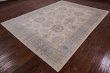 Ivory Peshawar Hand Knotted Wool Rug - 7' 10" X 10' 6" - Golden Nile