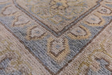 Ivory Peshawar Hand Knotted Wool Rug - 7' 10" X 10' 6" - Golden Nile