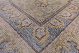 Ivory Peshawar Hand Knotted Wool Rug - 7' 10" X 10' 6" - Golden Nile